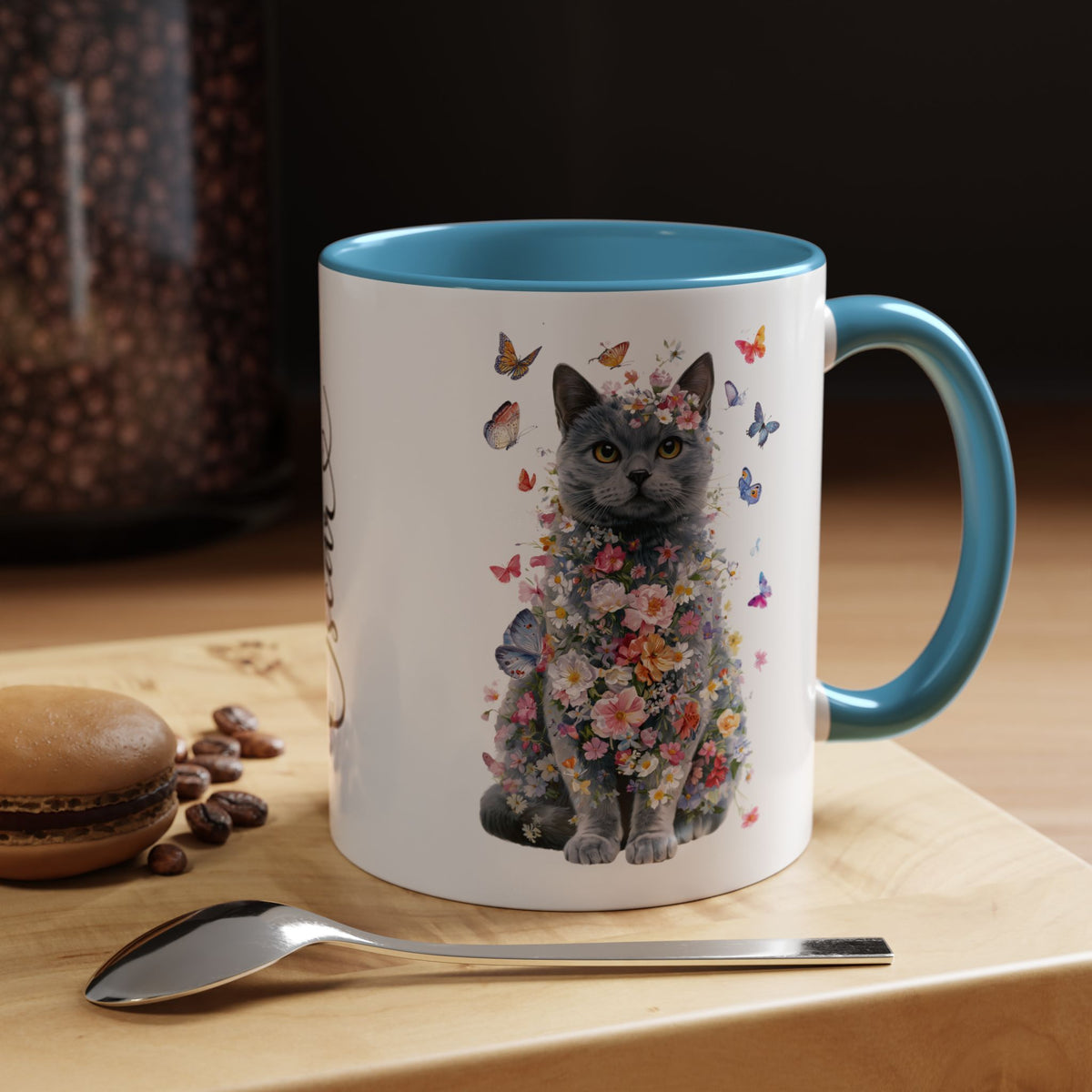British Blue Cat #1 Personalized Accent Mugs, 11oz