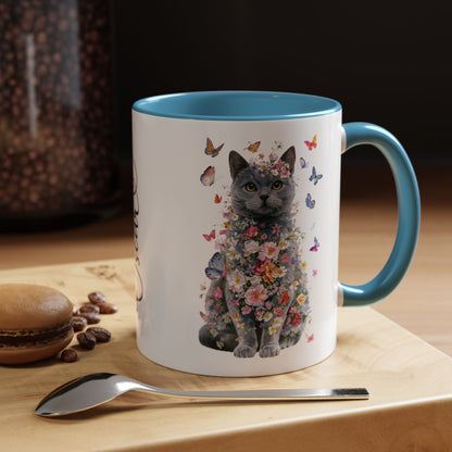 British Blue Cat #1 Personalized Accent Mugs, 11oz