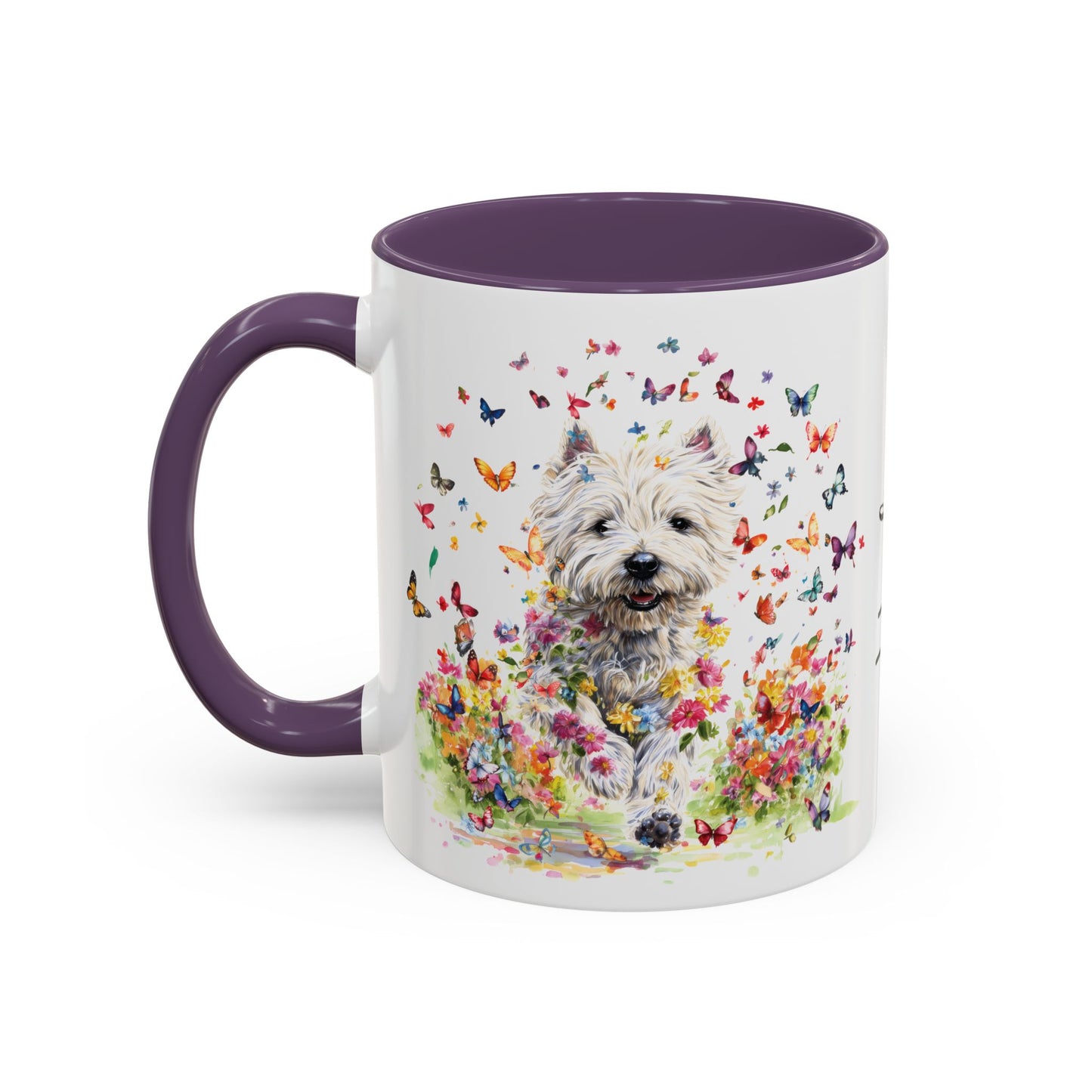 West Highland Terrier #2 Butterfly Personalized Accent Mugs, 11oz