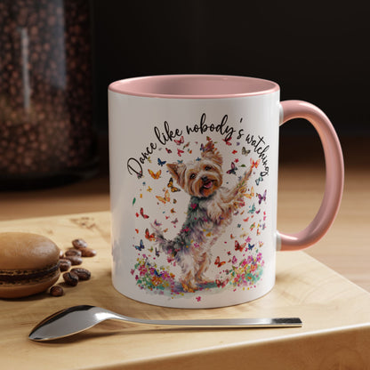 Yorkshire Terrier, Dance like nobody's watching 11oz  Accent Mugs