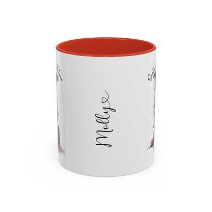 Border Collie, Santa's little helper, personalised accent colour 11oz mug