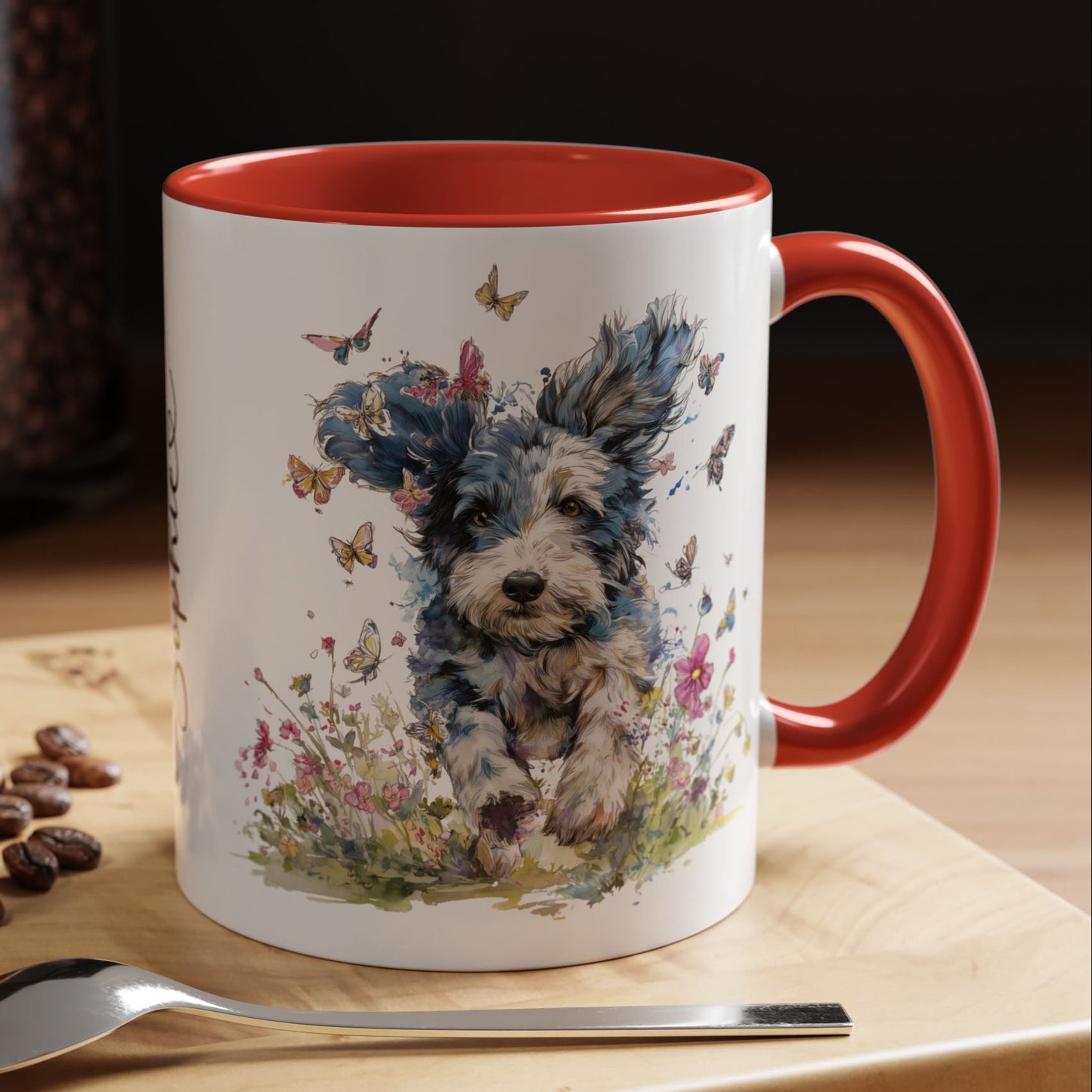 Blue Merle Cockapoo/Doodle Personalized Accent Mugs, 11oz