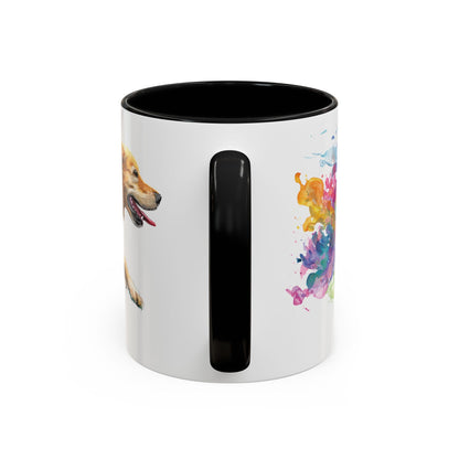 Golden Retriever Paint Colourful Personalised Accent Mugs, 11oz