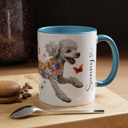 Poodle, Silver Personalized Accent Mugs, 11oz
