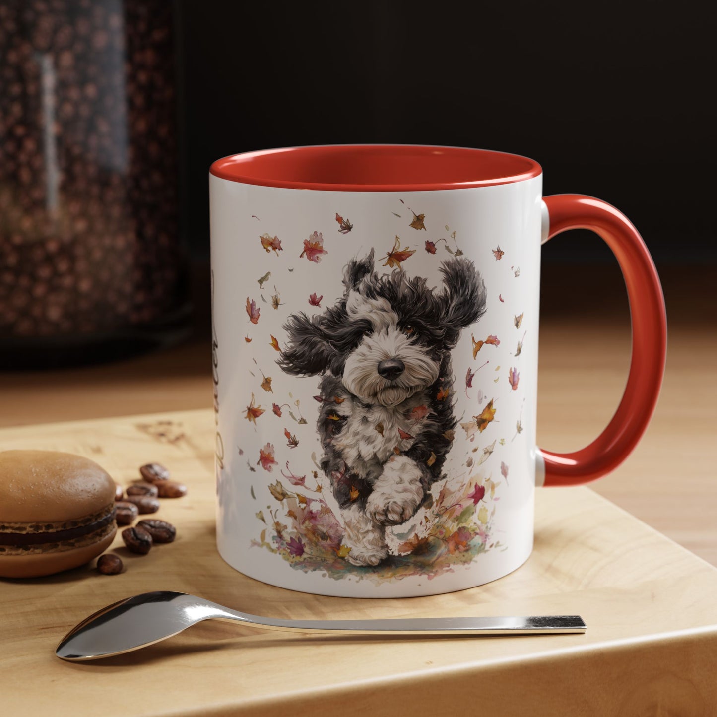 Bernedoodle #2 Autumn/Fall, Personalized Accent Mugs, 11oz