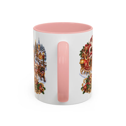 Santa's Frenchies, personalised accent colour 11oz mug