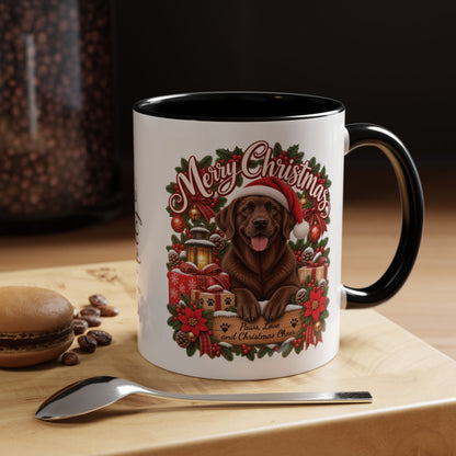 Labrador #3 Merry Christmas, personalised accent colour 11oz mug