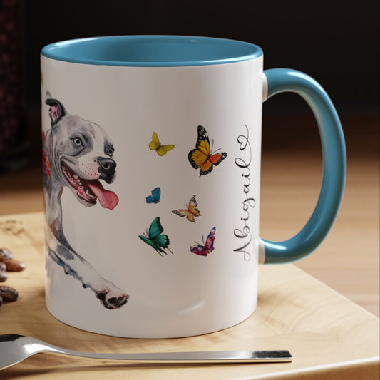 Pit Bull Terrier Personalized Accent Mugs, 11oz