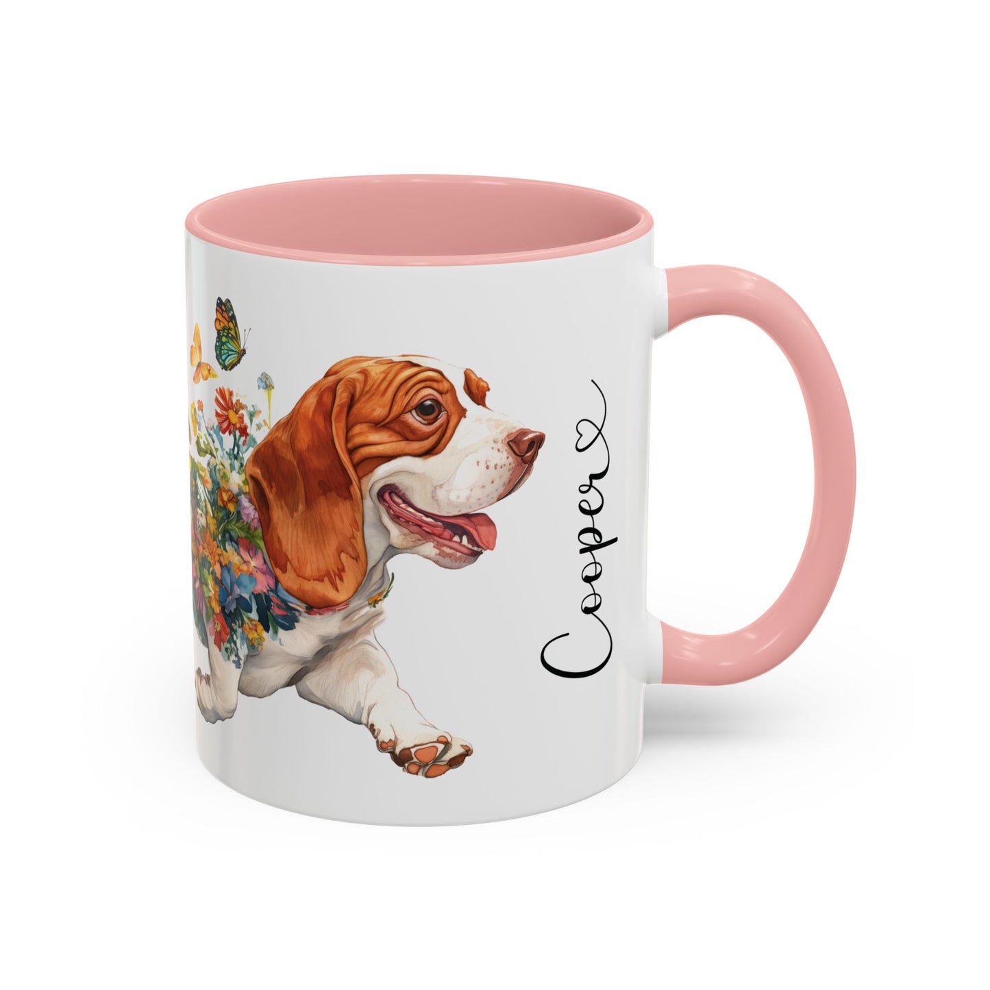 Basset Hound #2 Personalized Accent Mugs, 11oz