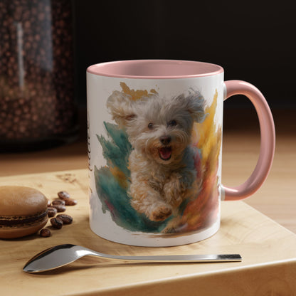 Maltese #2 Paint Colourful Personalised Accent Mugs, 11oz
