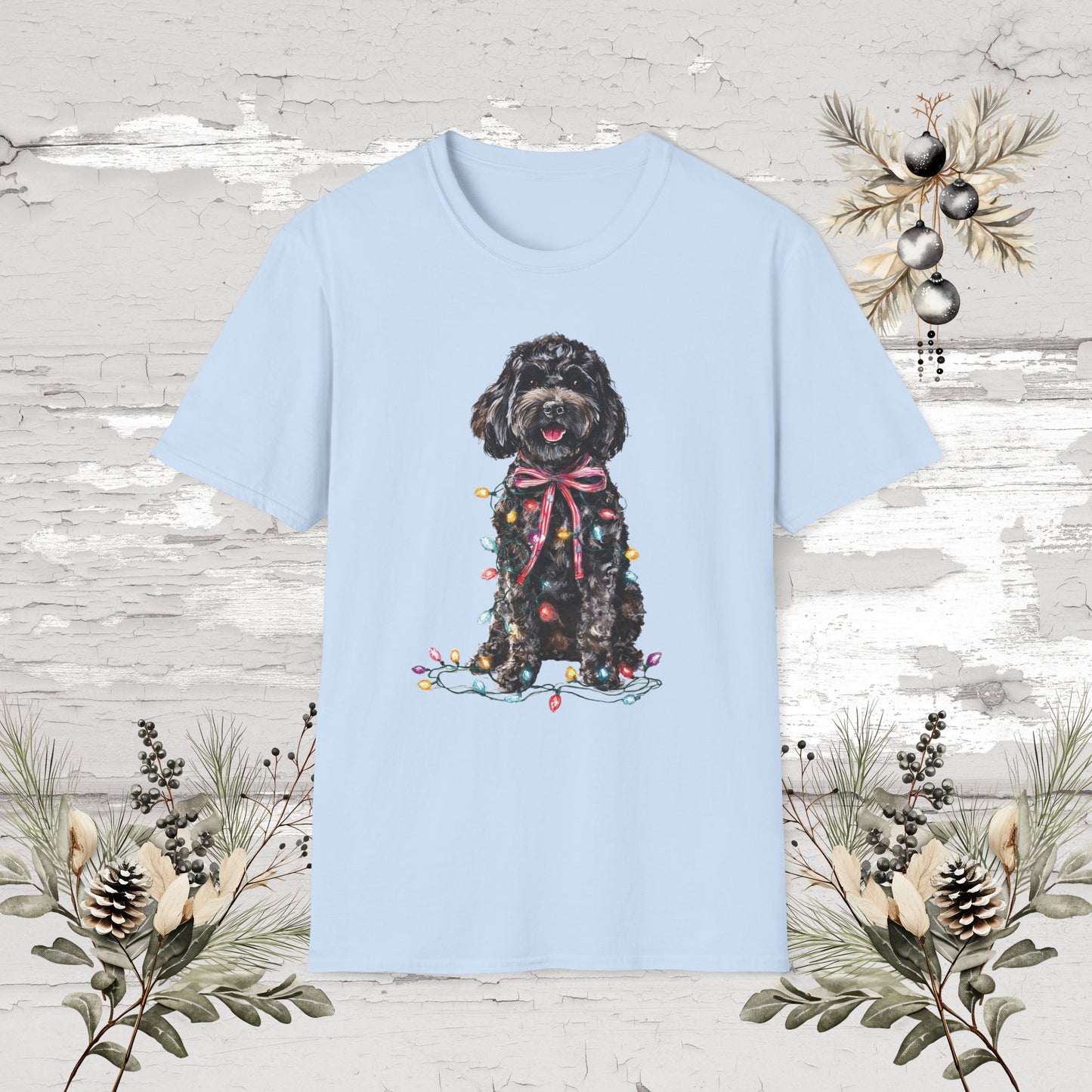 Cockapoo/Cavoodle Fairy Lights Christmas T shirt.