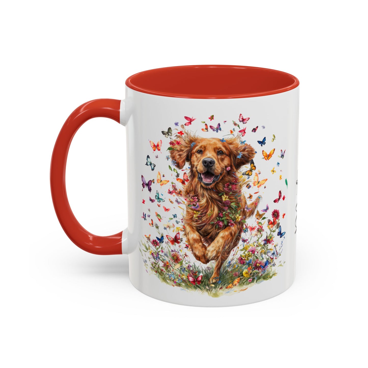 Red Golden Retriever Personalized Accent Mugs, 11oz
