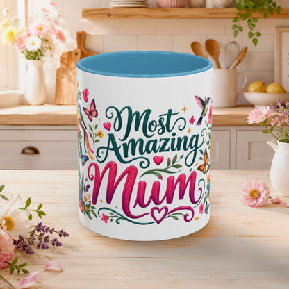 Most Amazing Mum, 11oz  accent mug (UK spelling)