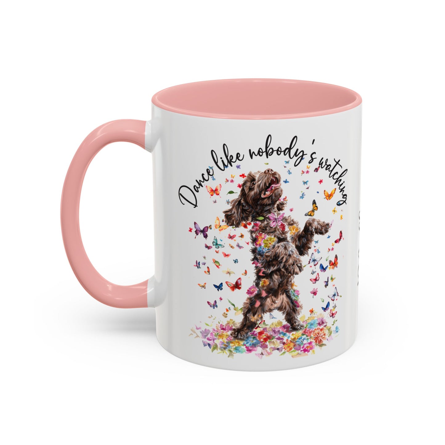 Cockapoo/Cavapoo "Dance like nobody's watching" personalized colourful Mugs, 11oz