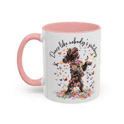 Cockapoo/Cavapoo "Dance like nobody's watching" personalized colourful Mugs, 11oz