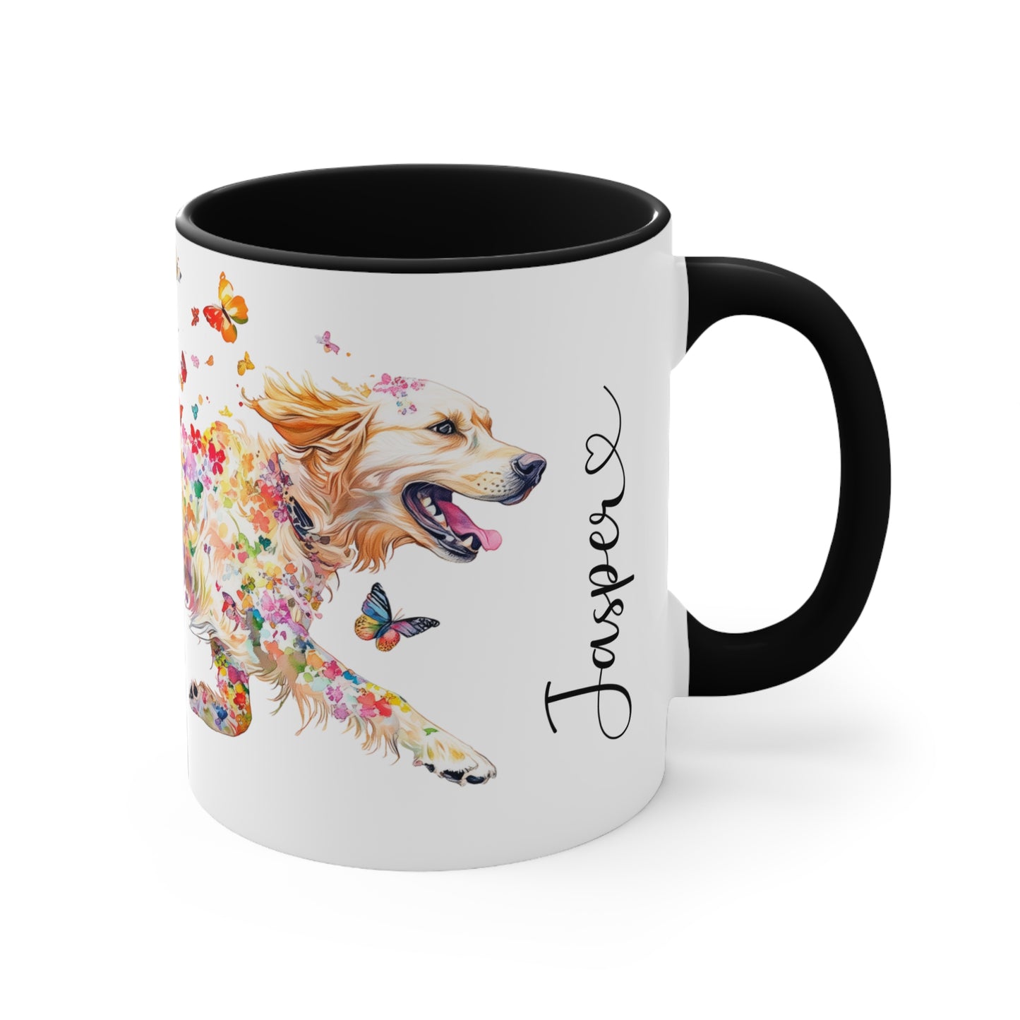 Golden Retriever running personalized colourful Mugs, 11oz