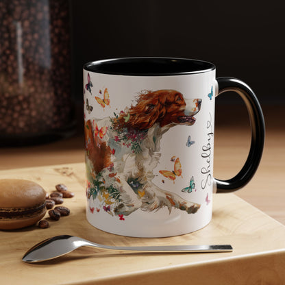 Irish Red & White Setter, Personalized Accent Mugs, 11oz