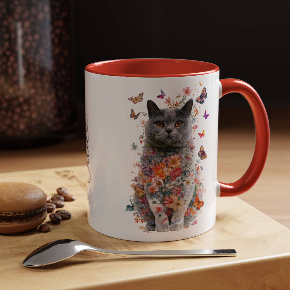 British Blue Cat #2 Personalized Accent Mugs, 11oz