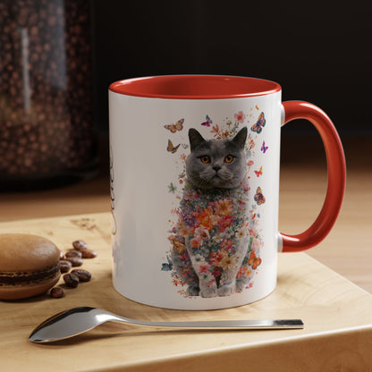 British Blue Cat #2 Personalized Accent Mugs, 11oz