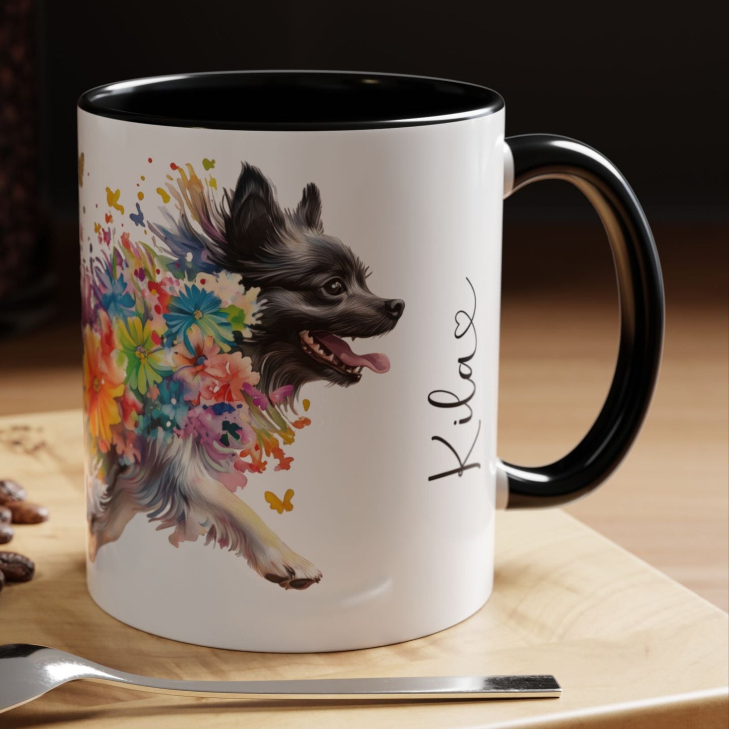 Keeshond #1 Personalized Accent Mugs, 11oz