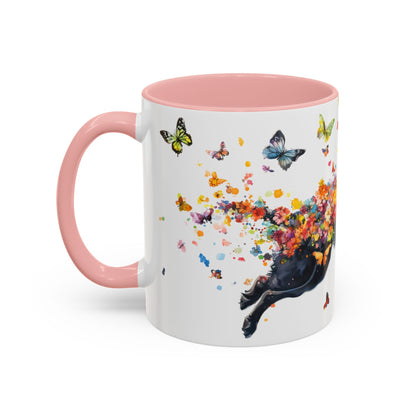 Black Labrador running personalized colourful Mugs, 11oz