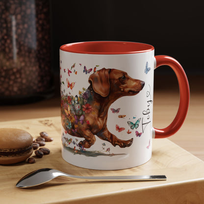 Dachshund #4 Personalized Accent Mugs, 11oz