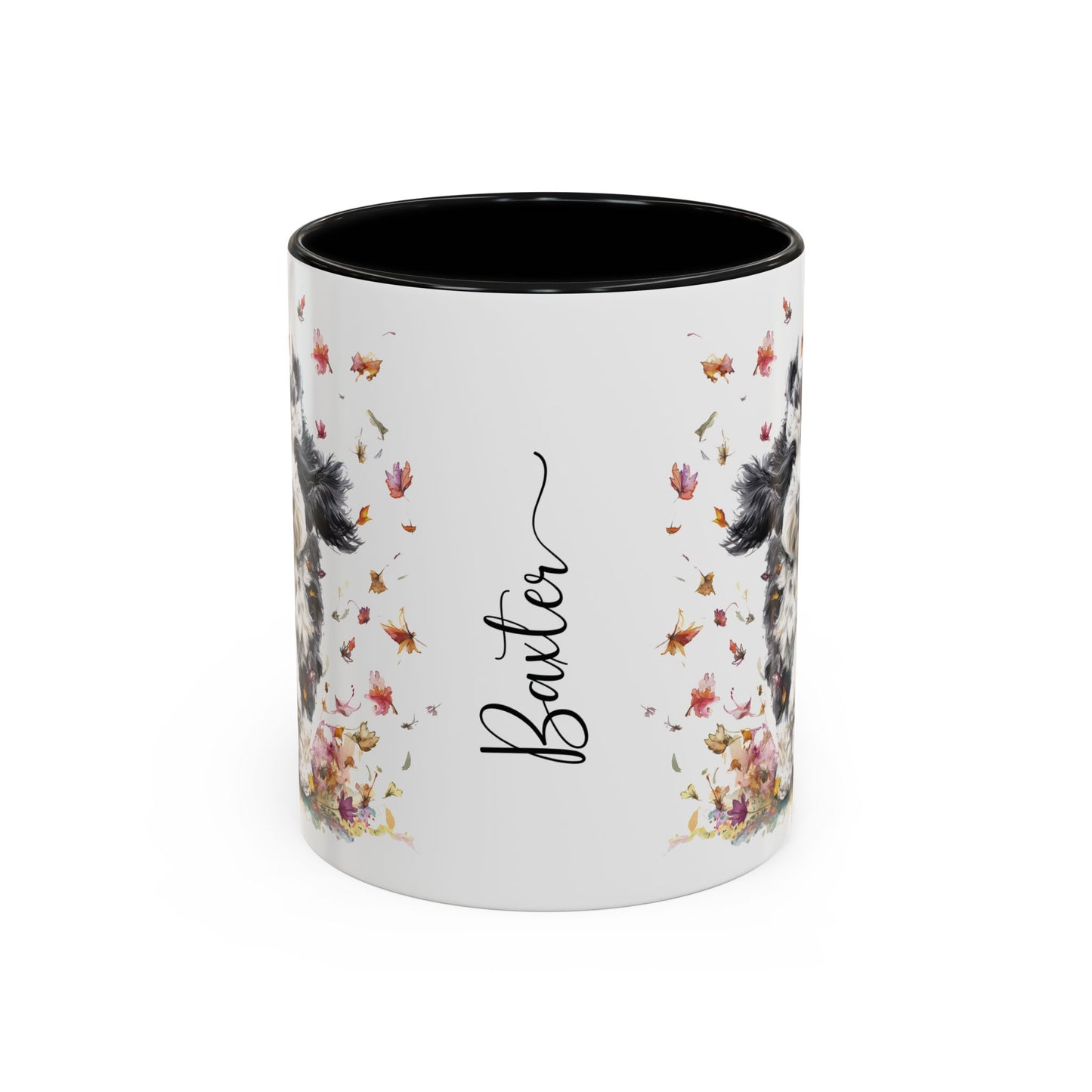 Bernedoodle #2 Autumn/Fall, Personalized Accent Mugs, 11oz