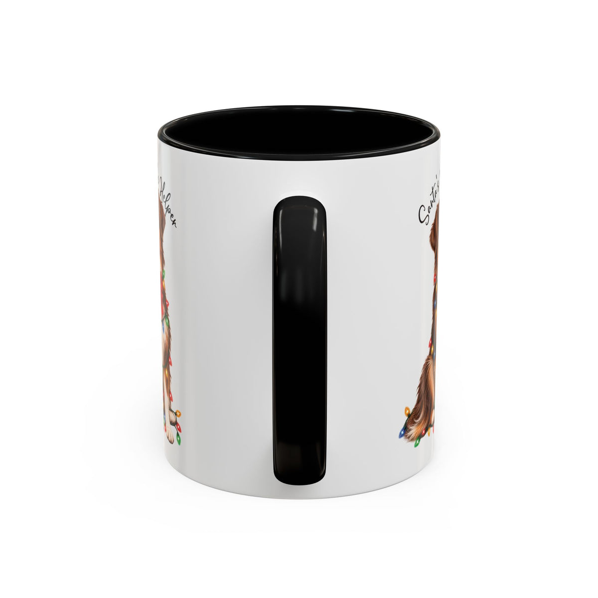 Australian Shepherd, Santa's little helper, personalised accent colour 11oz mug