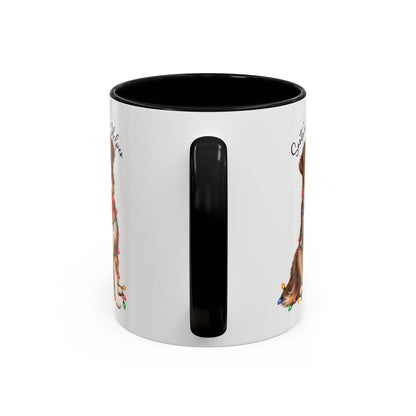 Australian Shepherd, Santa's little helper, personalised accent colour 11oz mug