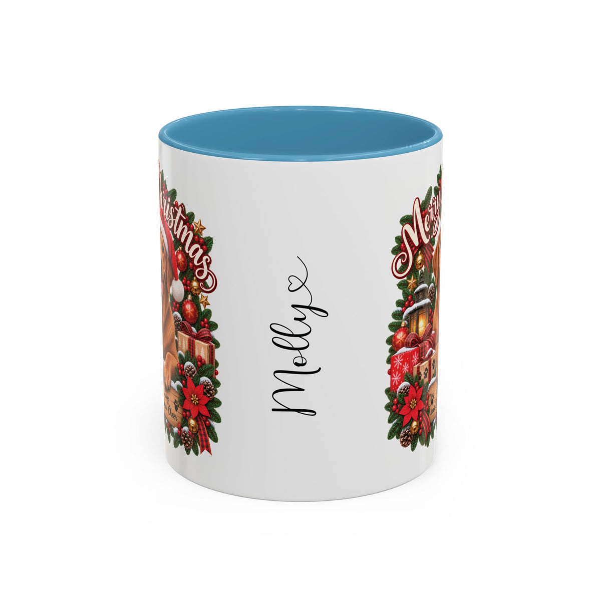Labrador #4 Merry Christmas, personalised accent colour 11oz mug