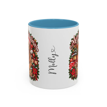 Labrador #4 Merry Christmas, personalised accent colour 11oz mug