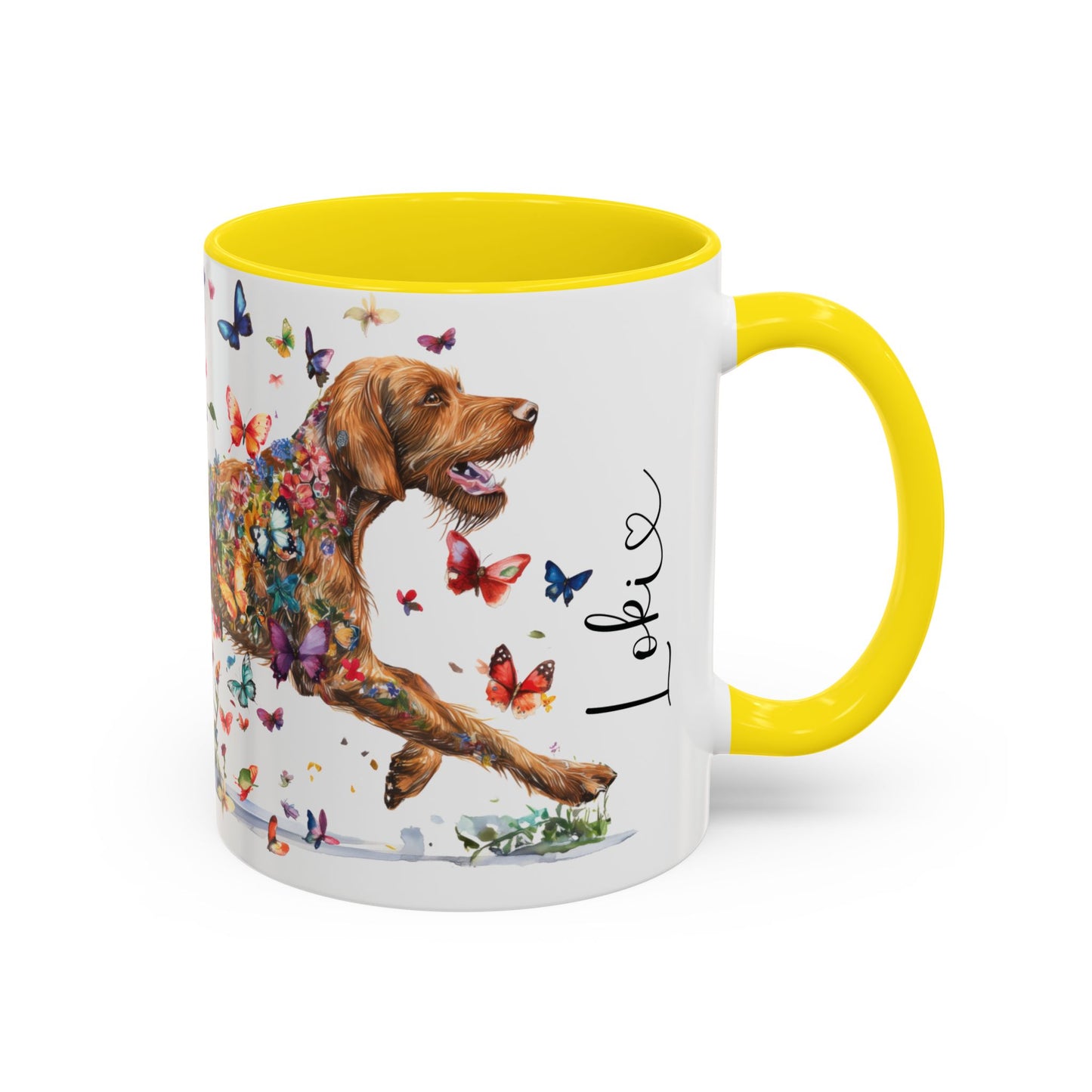 Wire Haired Vizsla Personalized Accent Mugs, 11oz