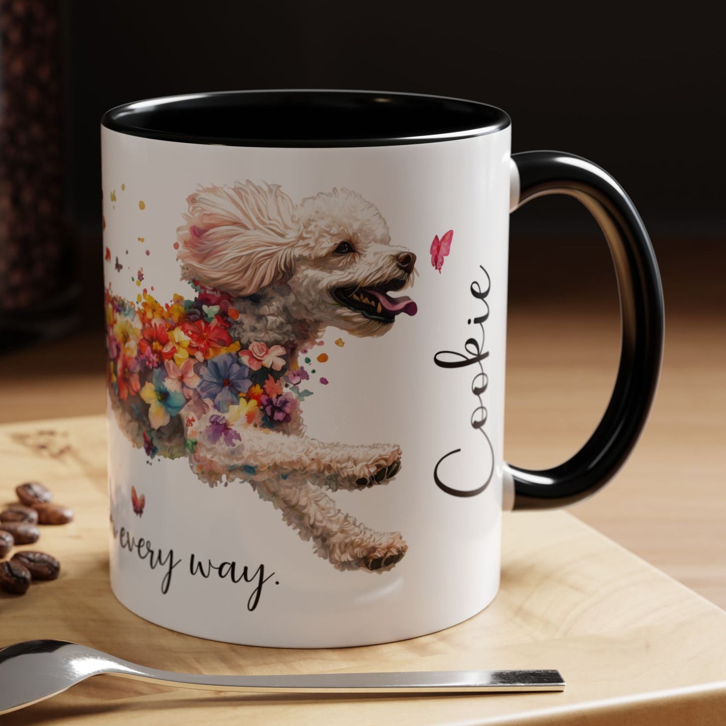 Poodle #1 - Practically Pawfect in every way. Personalised Colorful Accent Mugs, 11oz