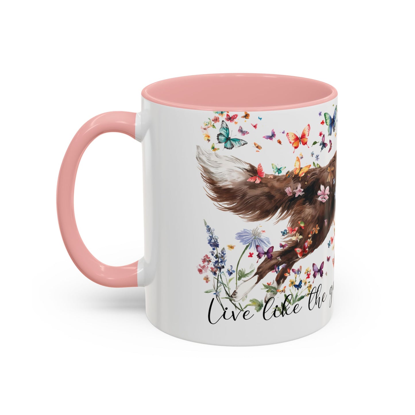 Border Collie #2 “Live like the gate was left open" Accent Mugs, 11oz