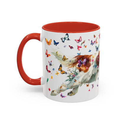 Irish Red & White Setter, Personalized Accent Mugs, 11oz