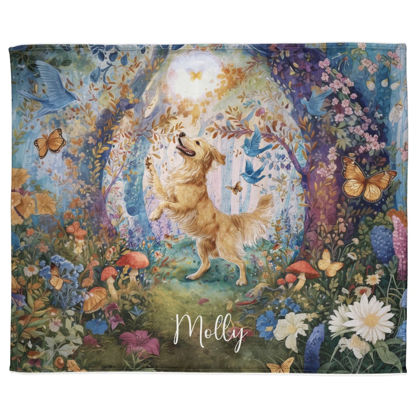 Golden Retriever #1 Dancing Mystical Forest Personalised Blanket
