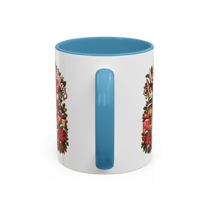 Golden Retriever Merry Christmas, personalised accent colour 11oz mug