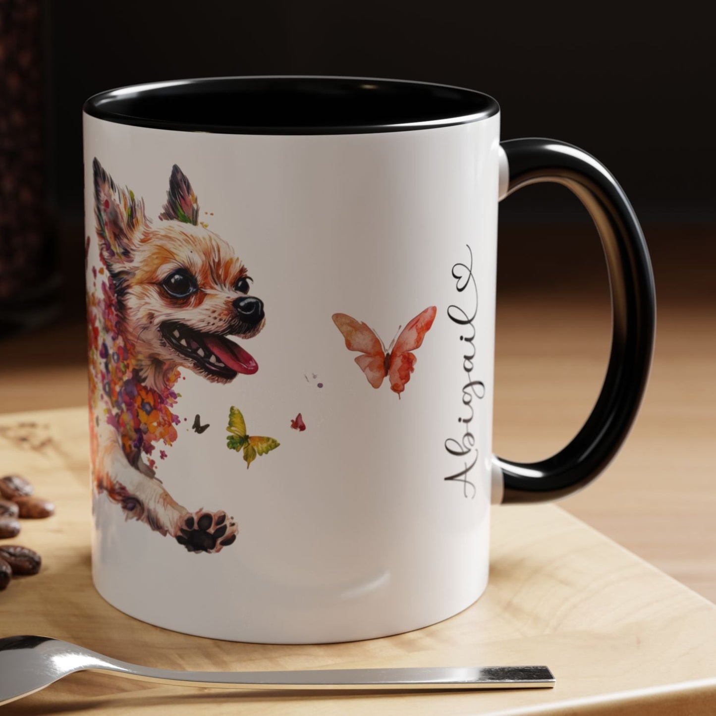 Chihuahua White Personalized Accent Mugs, 11oz