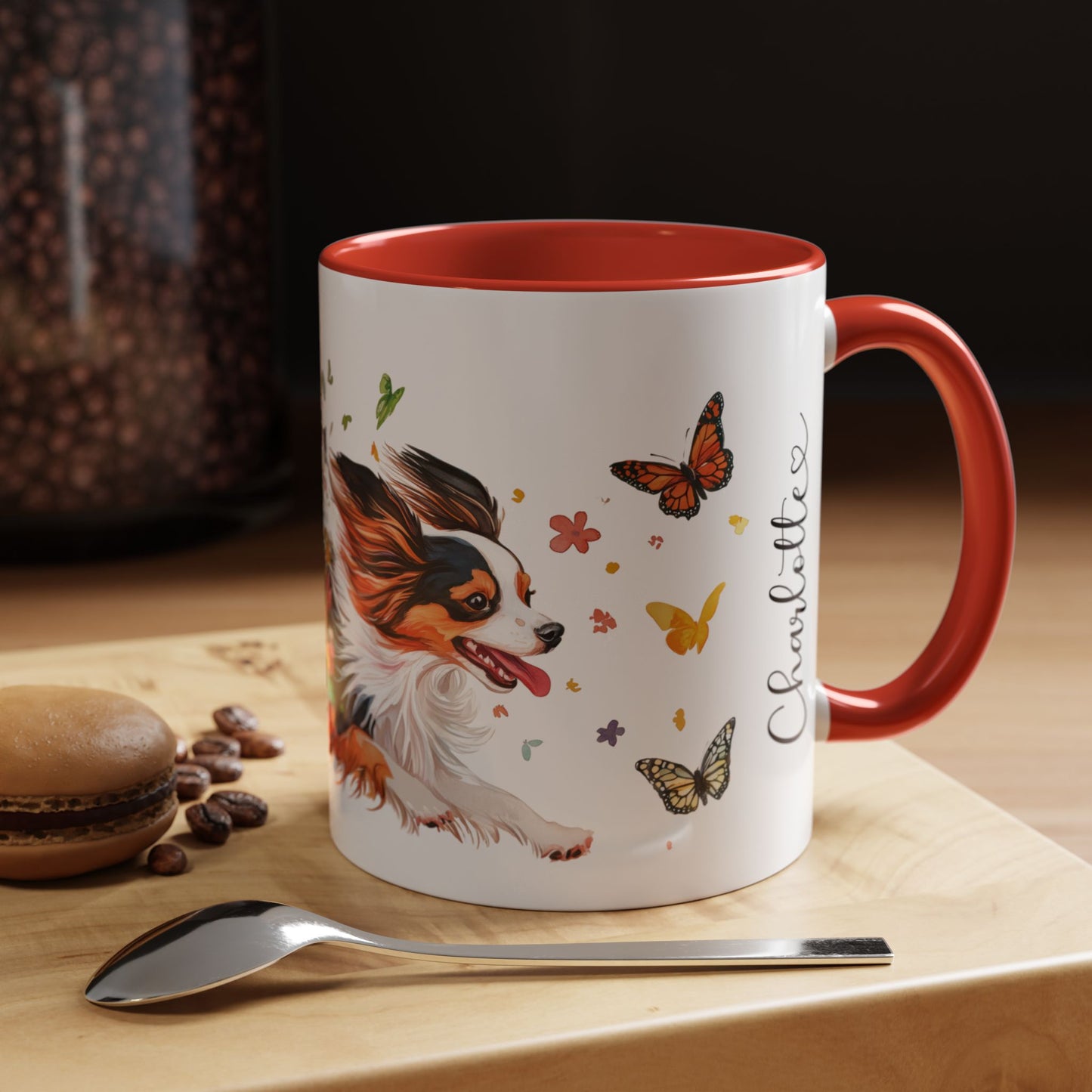 Papillon Personalized Accent Mugs, 11oz