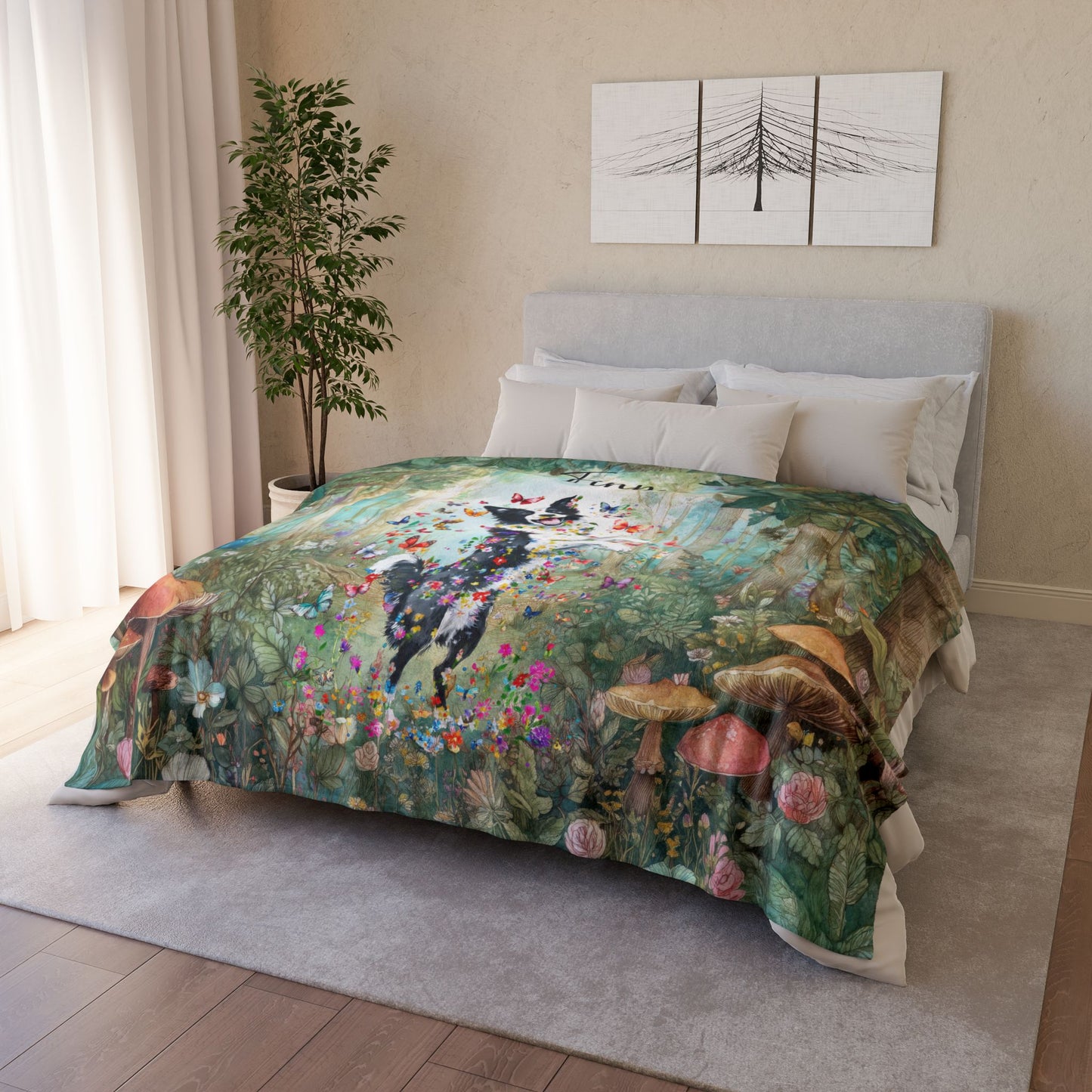 Border Colllie #1 Dance, Personalised Mystical Forest Blanket