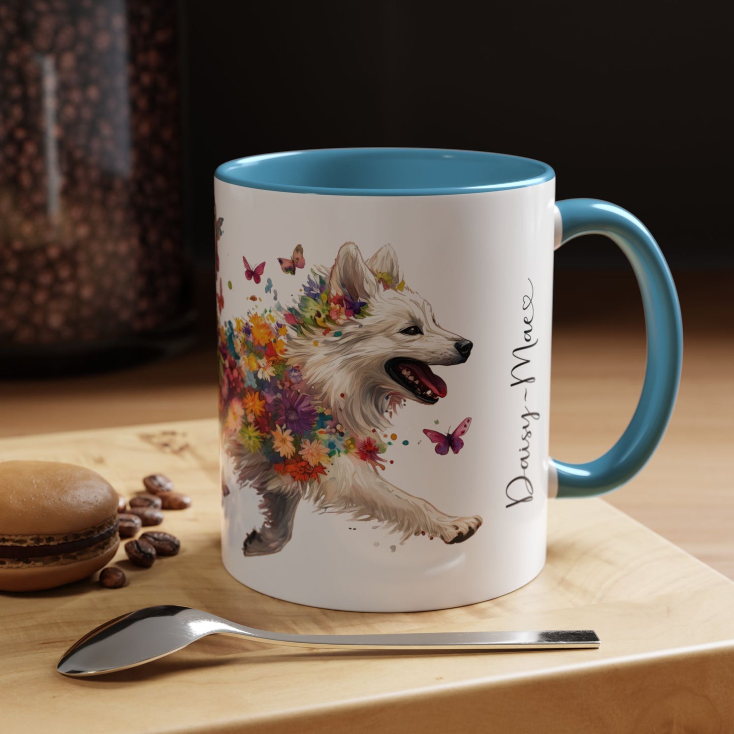 Keeshond #3 Personalized Accent Mugs, 11oz