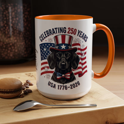 Dachshund #1 - 250th Celebration Personalised  Accent Mugs, 11oz & 15oz