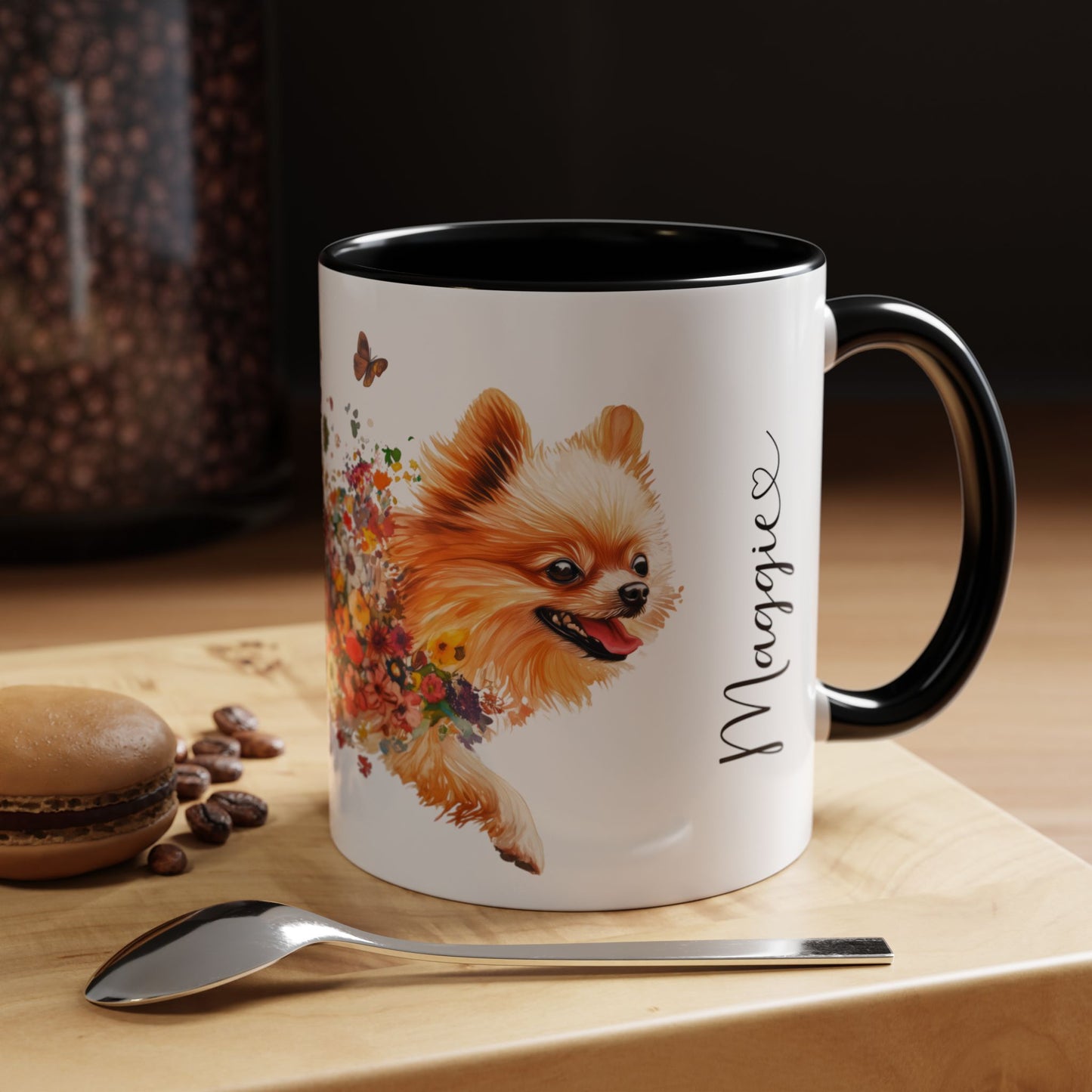 Pomeranian Personalized Colorful Accent Mugs, 11oz
