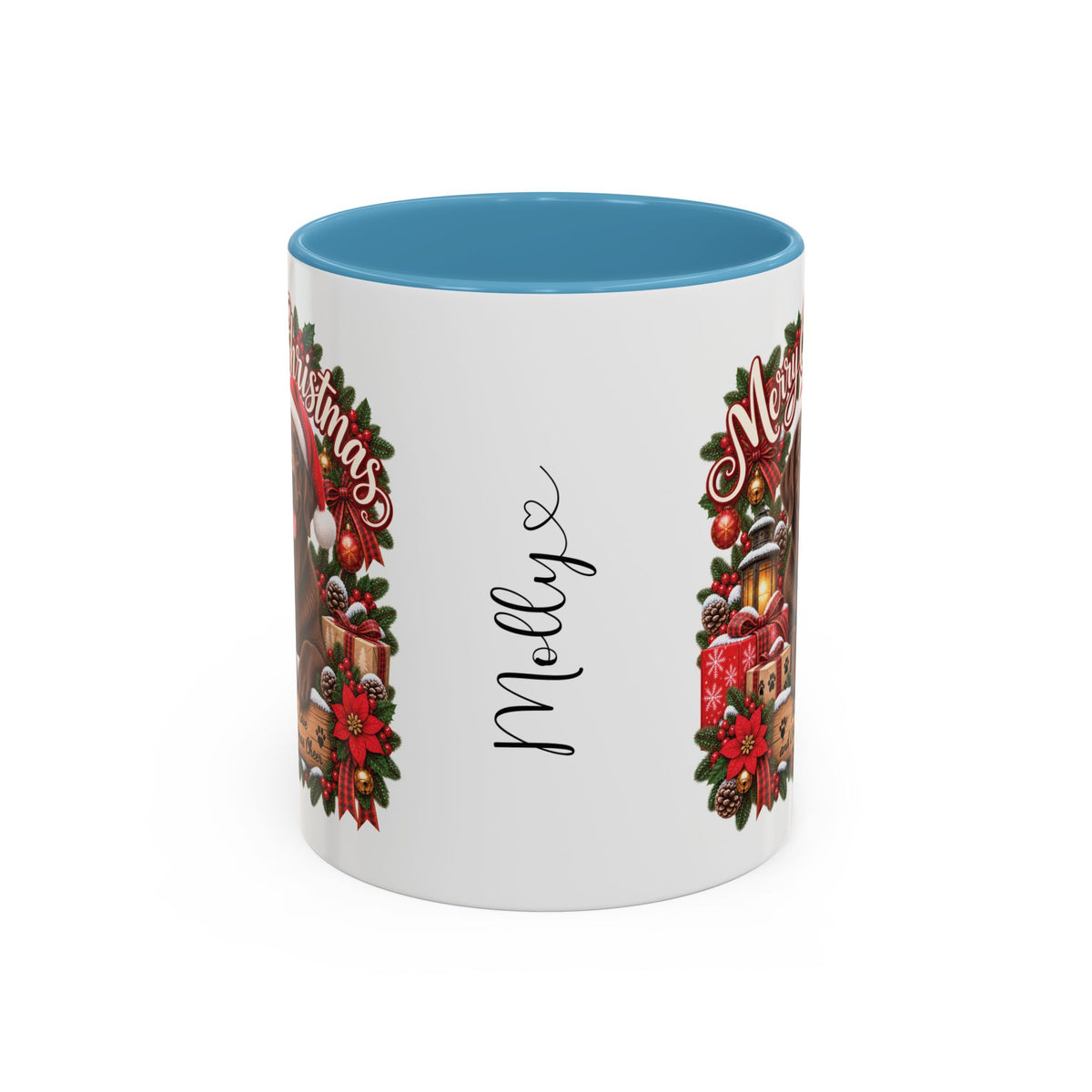 Labrador #3 Merry Christmas, personalised accent colour 11oz mug