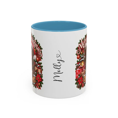 Labrador #3 Merry Christmas, personalised accent colour 11oz mug
