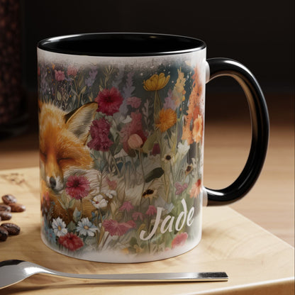 Fox sleeping #2 Personalized Accent Mugs, 11oz
