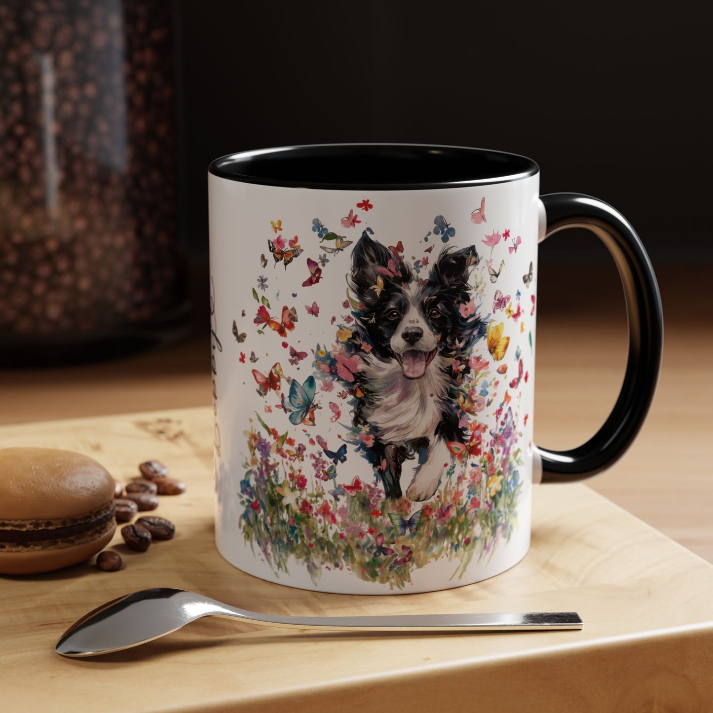 Border Collie #4 Personalized Accent Mugs, 11oz