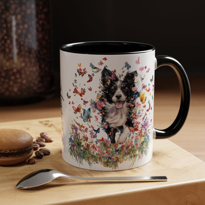 Border Collie #4 Personalized Accent Mugs, 11oz