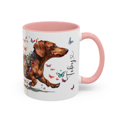 Dachshund #4 Personalized Accent Mugs, 11oz