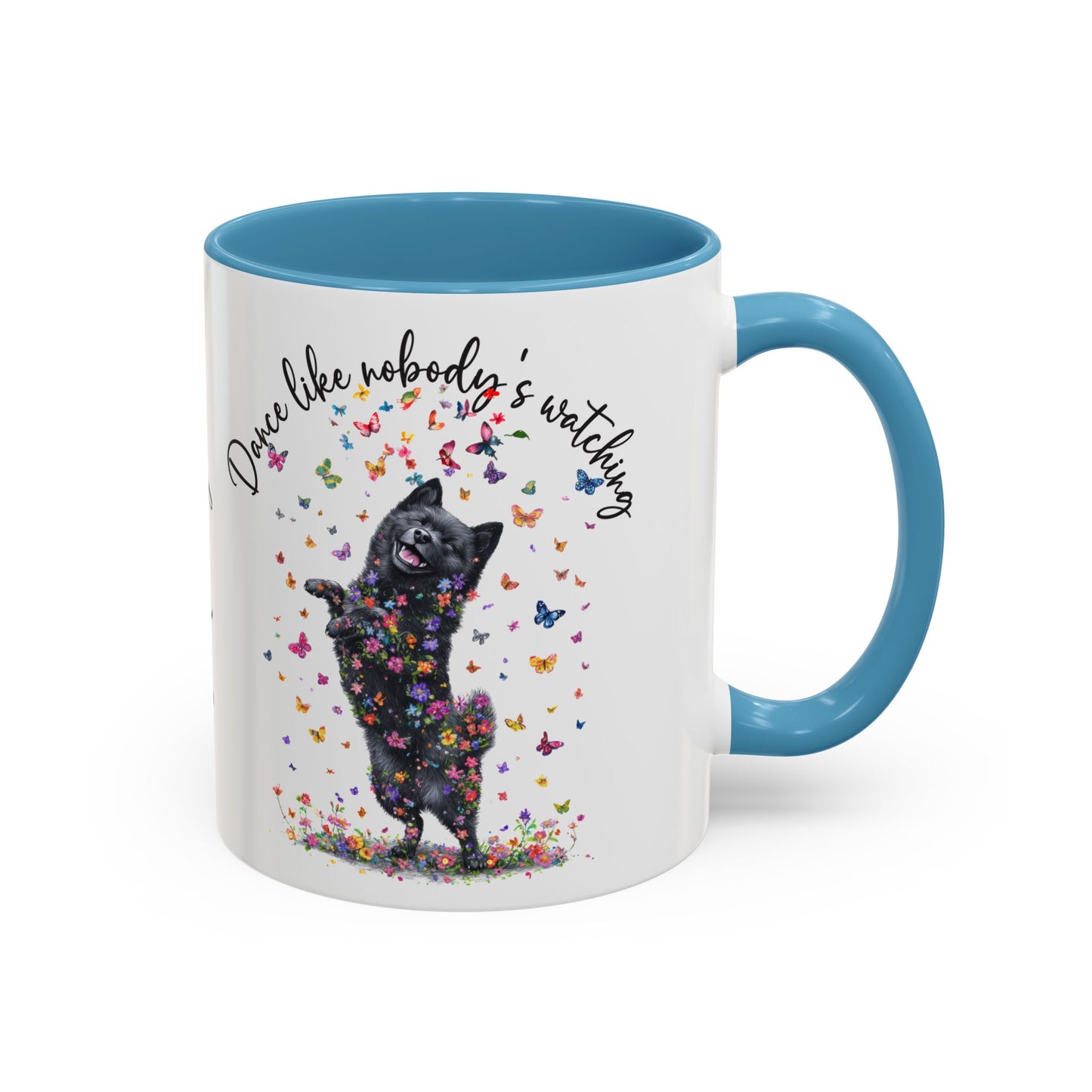 Schipperke "Dance like nobody's watching" personalized colourful Mugs, 11oz